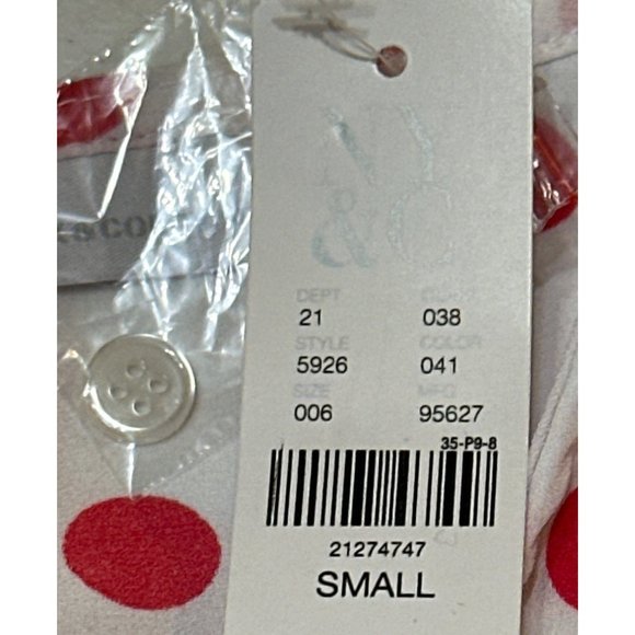 New York & Company Blouse Red Polka Dots 100% Polyester Women's Size S (NWT) - Picture 13 of 16